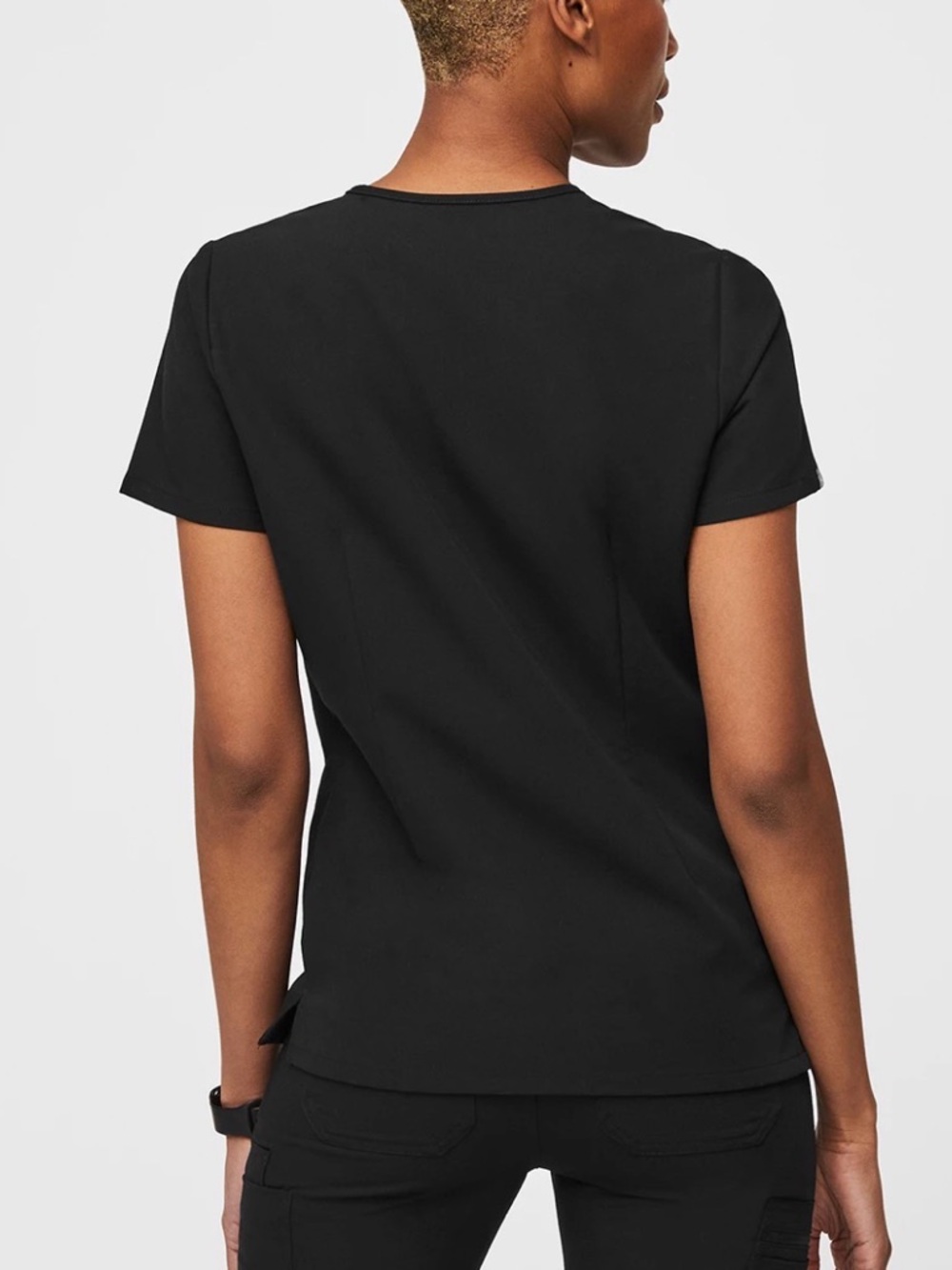 Figs Women's V-Neck Scrub Top — Black & Teal lagoon XS XXS - Picture 3 of 13
